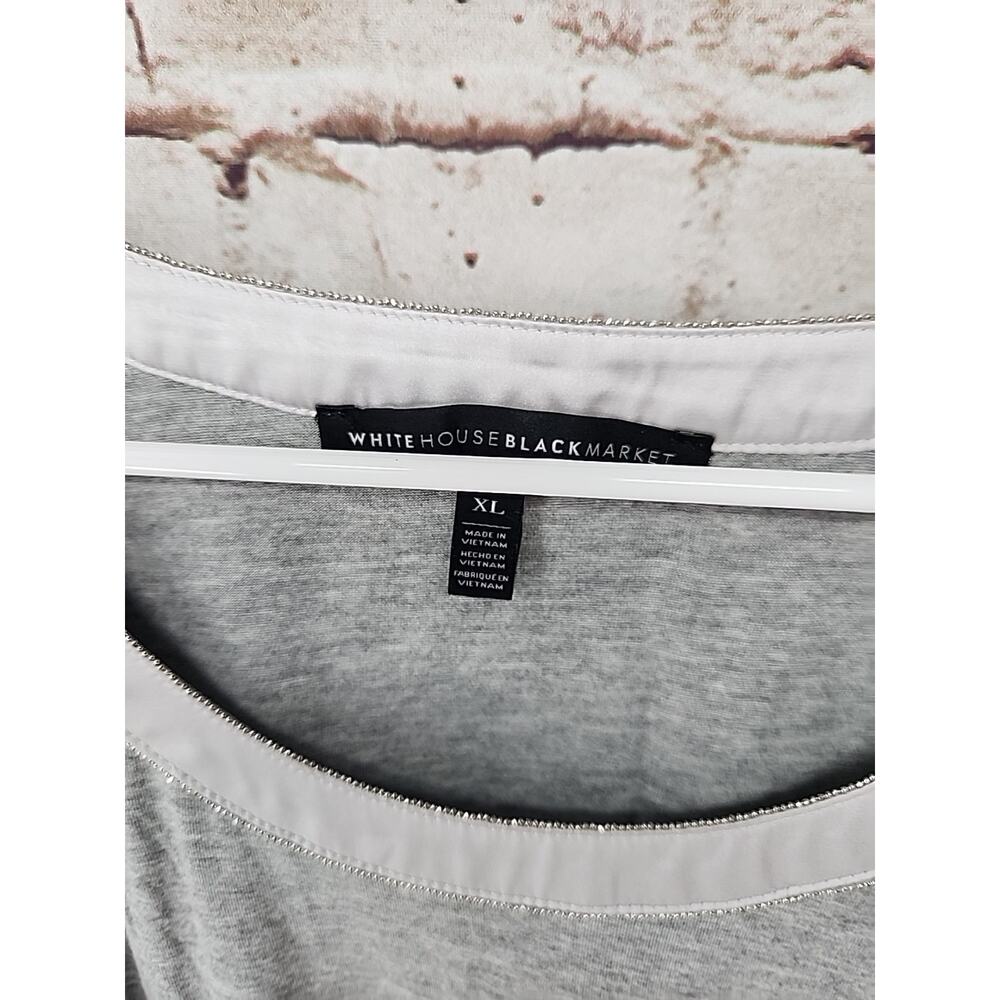 White House Black Market Long Sleeve Top Six XL Layered Scoop Neck Gray - Picture 2 of 3